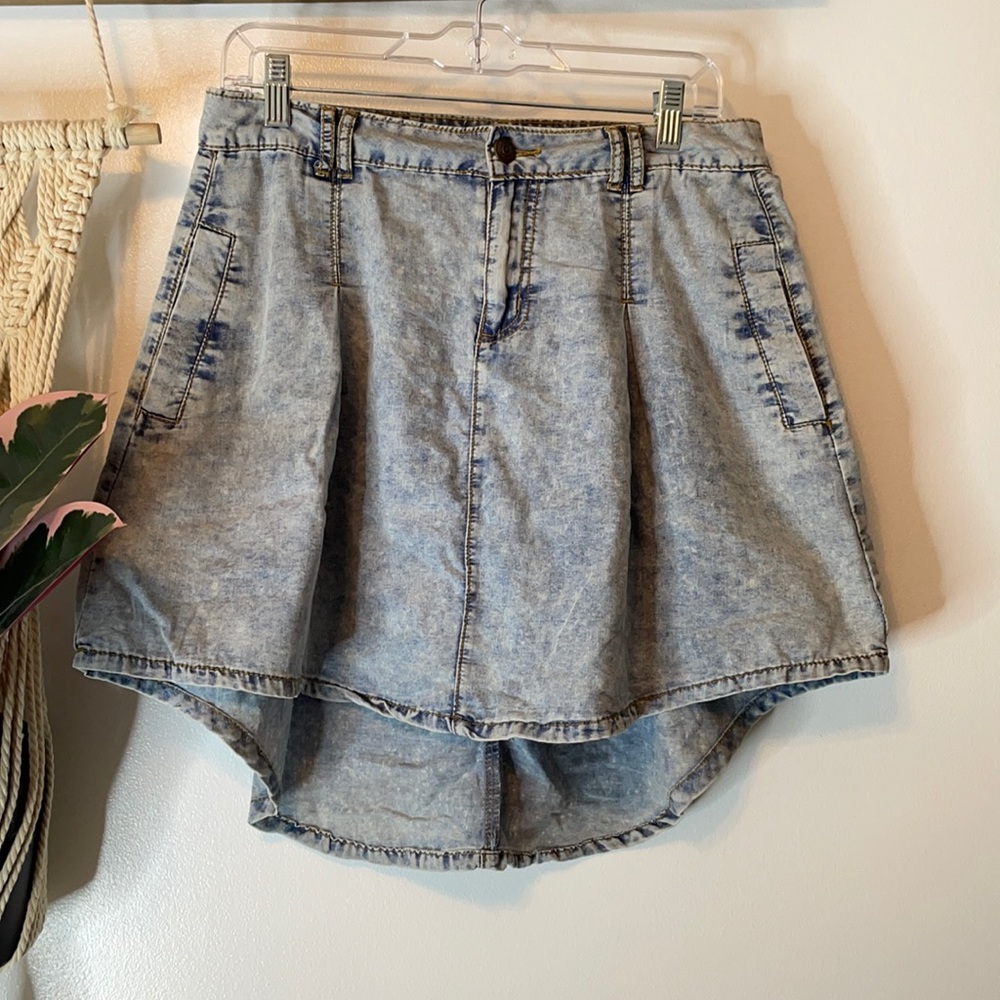Adam Levine lightweight denim hi low skirt